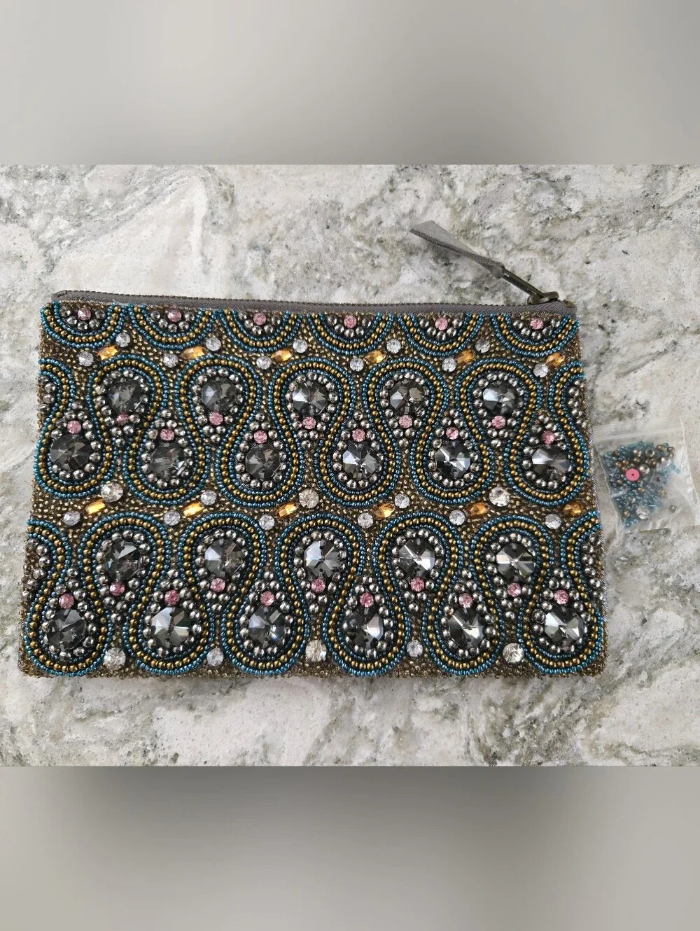 Anthropologie Beaded Clutch Purse